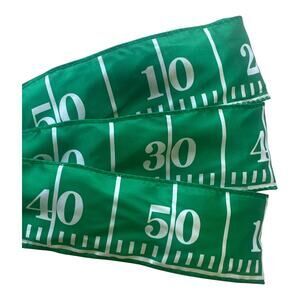 2.5” Football Field Wired Ribbon | Green Field Stripe Print for Sports Wreath